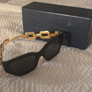 Louis Vuitton Black Sunglasses with Gold Chain Detail